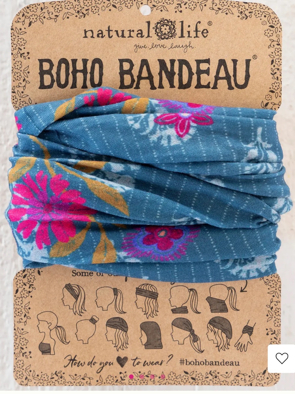 Boho Bandeau Indigo Floral Headband #179